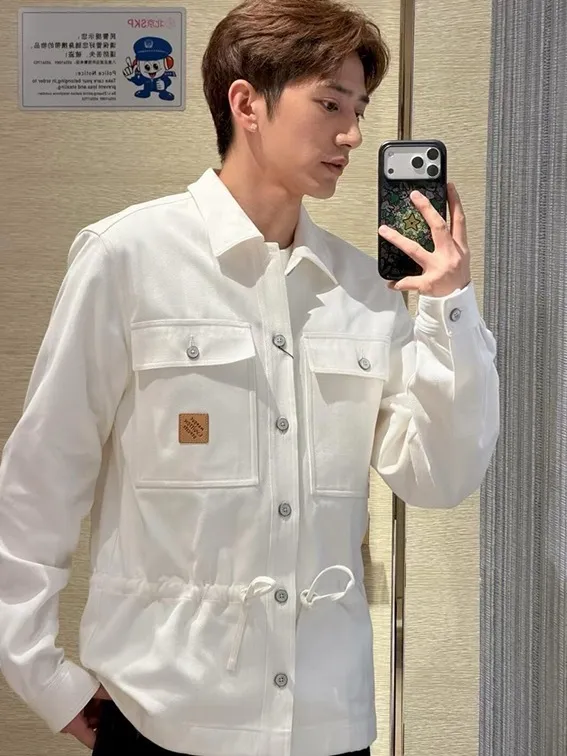 Louis Vuitton/Louis Vuitton leather label printed shirt jacket